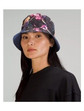 Lululemon Both Ways Reversible Bucket Hat Water Drop Blue & Veiled Floral Black